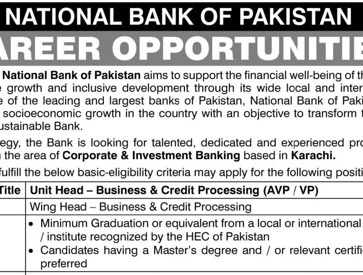 National Bank of Pakistan (NBP) Jobs 2026 – New Career Opportunities