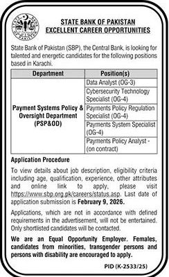 State Bank of Pakistan (SBP) Jobs Openings 2026 – Apply Online