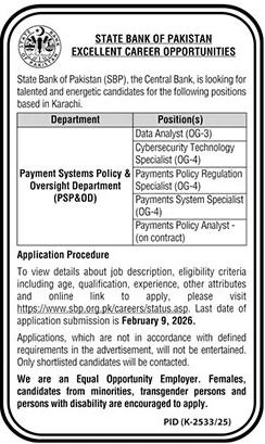 State Bank of Pakistan (SBP) Jobs Openings 2026 – Apply Online