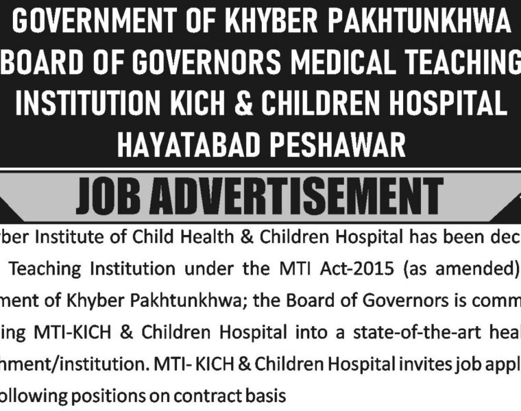 MTI-KICH & Children Hospital Peshawar Jobs 2026 – Apply Now
