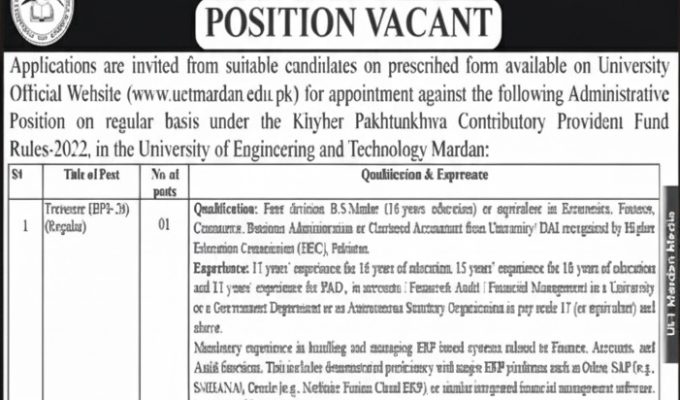 University of Engineering and Technology Mardan Jobs 2026, UET Mardan Jobs 2026, Khyber Pakhtunkhwa Government Jobs