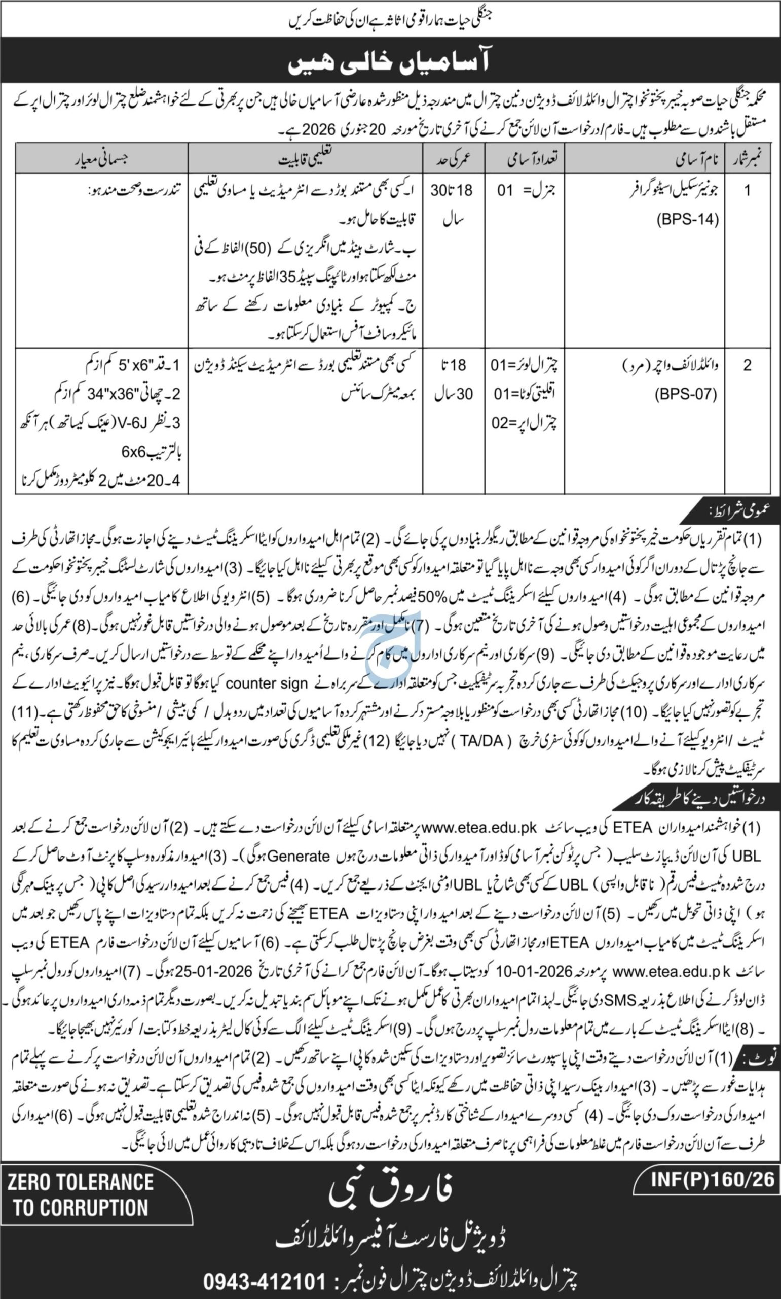 Latest Forest & Wildlife Department Jobs Chitral 2026