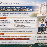 Bank of Punjab (BOP) DAP Batch 2026 Jobs – Apply Online for Differently Abled Persons Program
