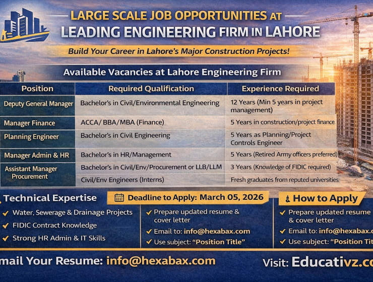 Latest Jobs in Engineering Firm Lahore 2026 – Apply Online