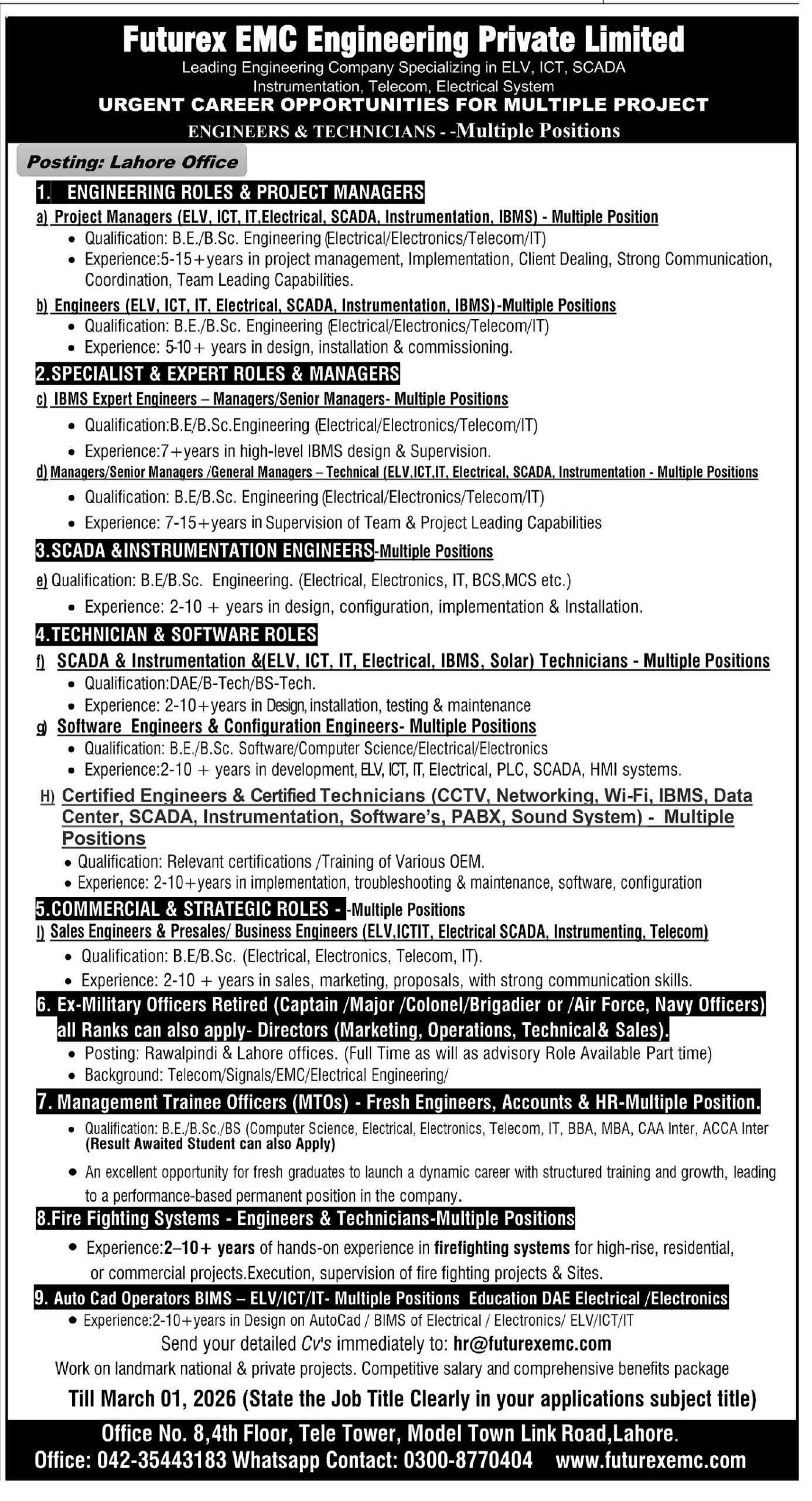 Latest Futurex EMC Engineering  Jobs Lahore 2026