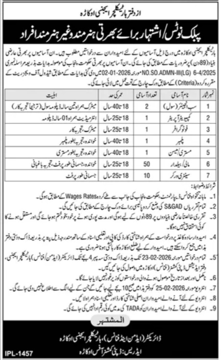 Latest Government Organization Jobs Okara 2026