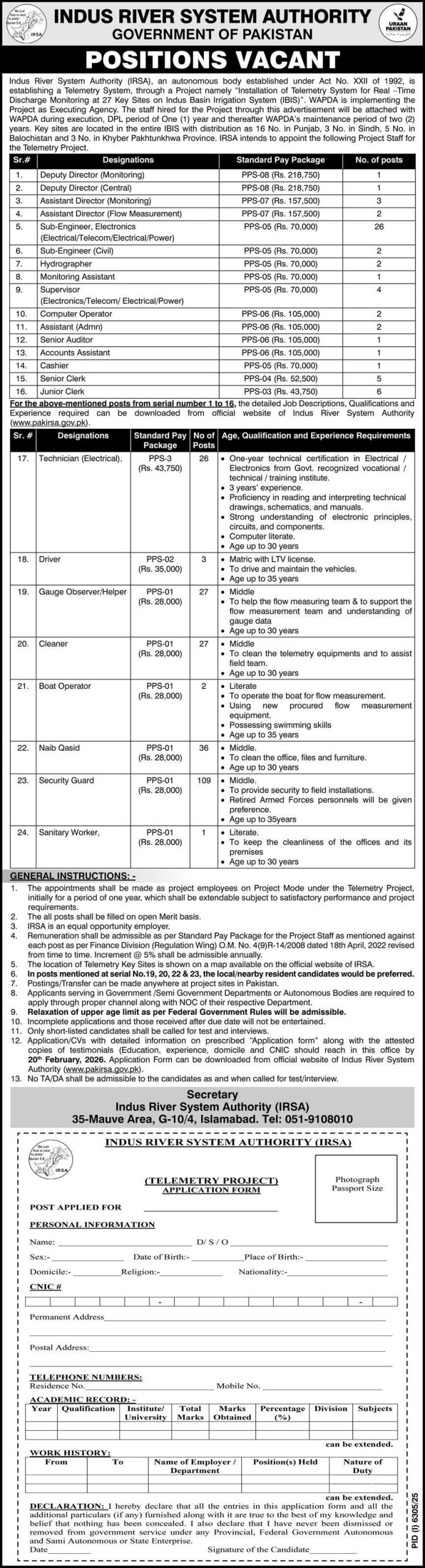 Latest Indus River System Authority IRSA Jobs Islamabad 2026