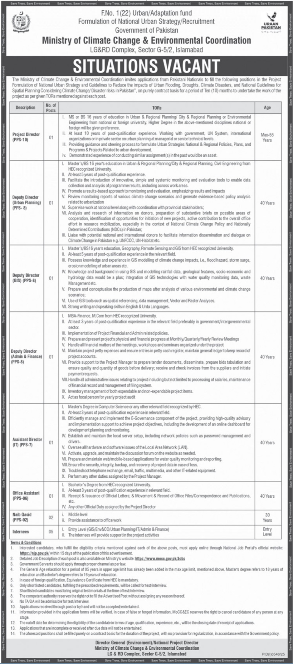 Latest Ministry of Climate Change Jobs Islamabad 2026