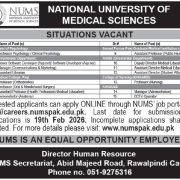 National University of Medical Sciences (NUMS) Jobs 2026 – Apply Online