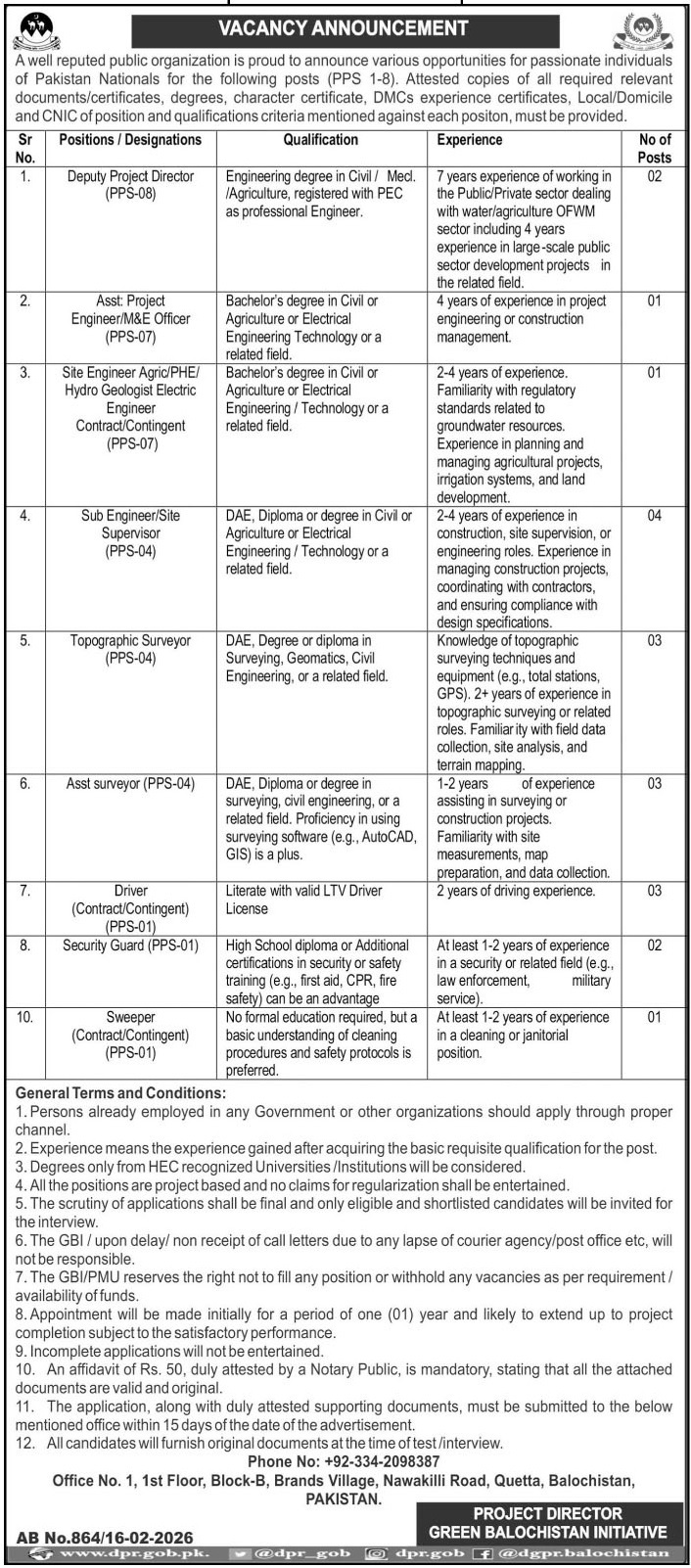 Latest Public Sector Organization  Jobs Quetta 2026