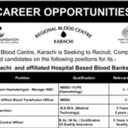 Regional Blood Centre Karachi Job Openings 2026 – Sindh Govt Hospital