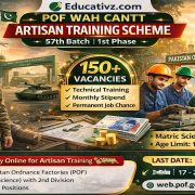 Official Advertisement of Pakistan Ordnance Factories POF Wah Cantt Artisan Training Scheme 2026.