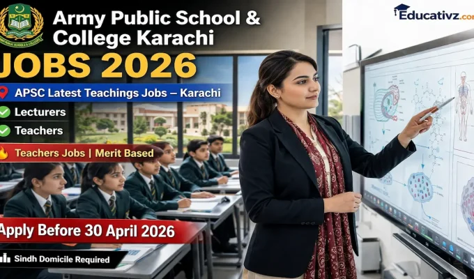 Official Job Advertisement of Army Public School & College (APSC) Karachi for April 2026.