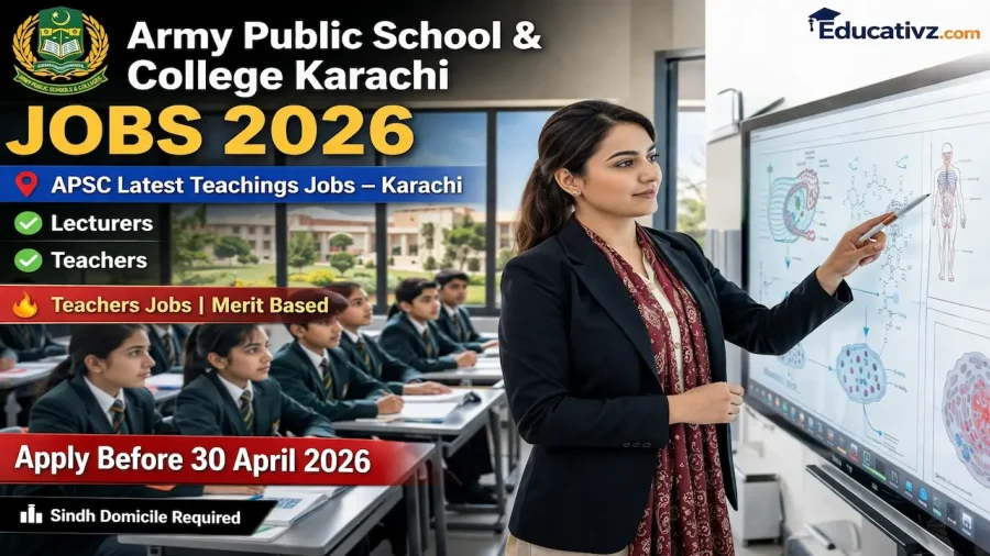 Official Job Advertisement of Army Public School & College (APSC) Karachi for April 2026.