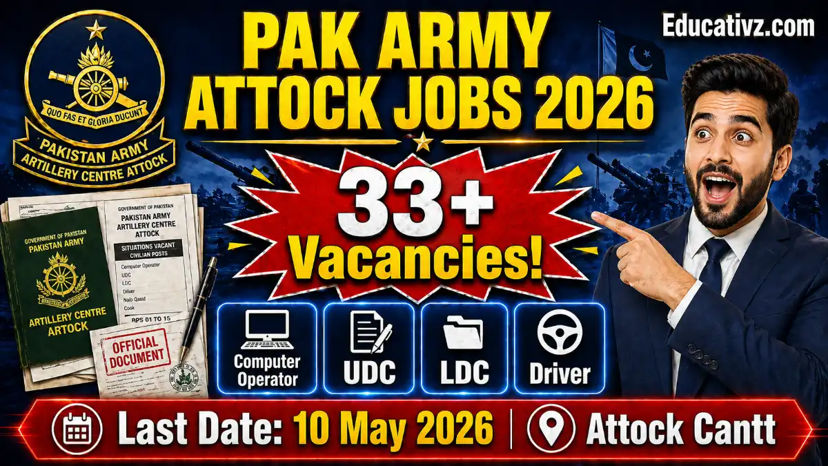 Artillery Centre Attock Jobs 2026 Application Form Official Advertisement