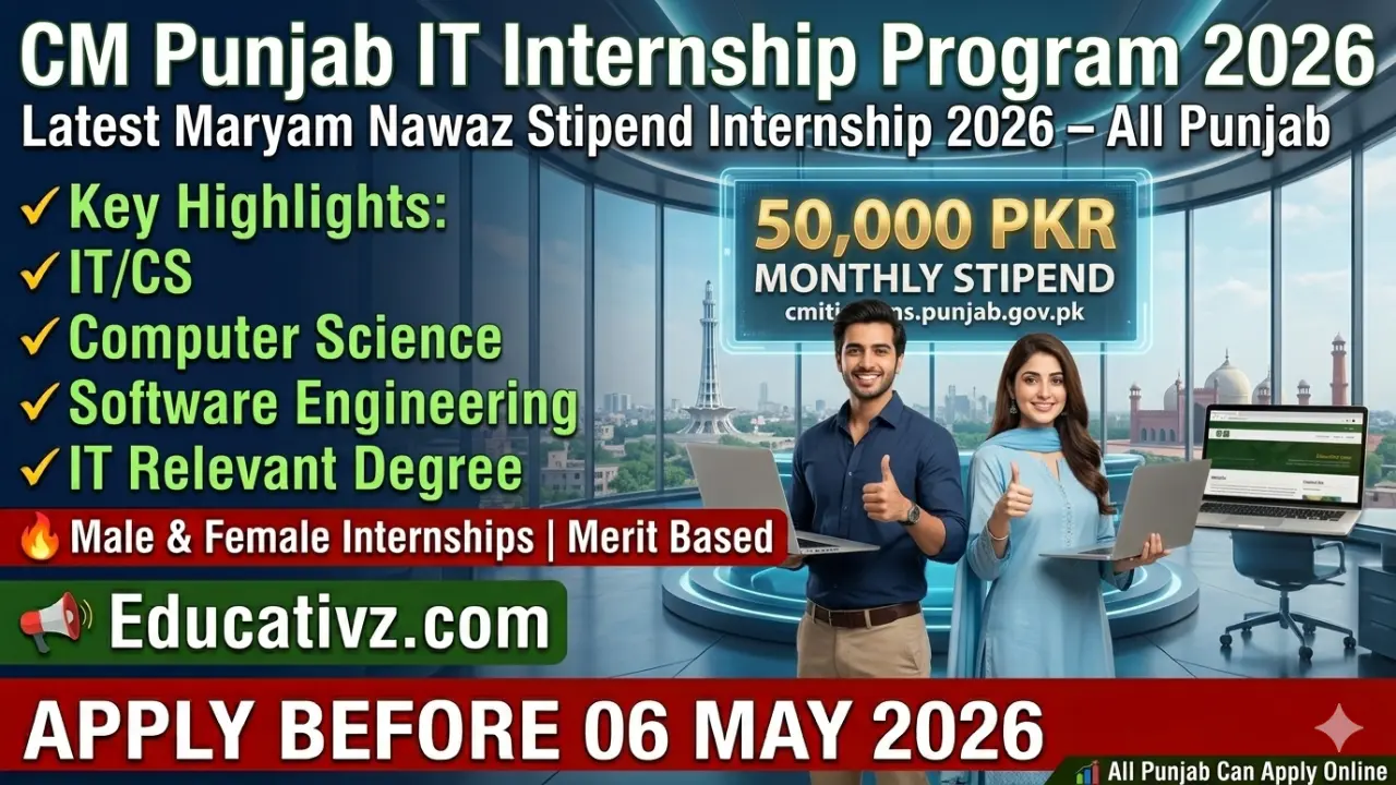 Chief Minister Punjab IT Internship Program 2nd Cohort 2026 with 50,000 PKR Monthly Stipend details.
