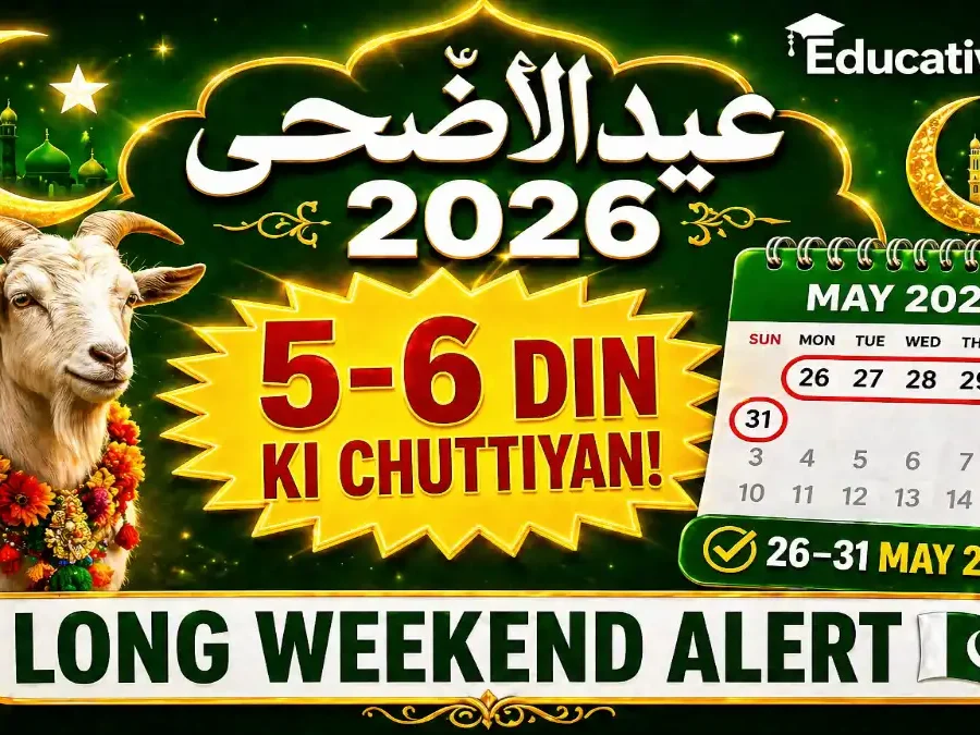 Expected Eid-ul-Adha 2026 holiday calendar and long weekend notification in Pakistan.