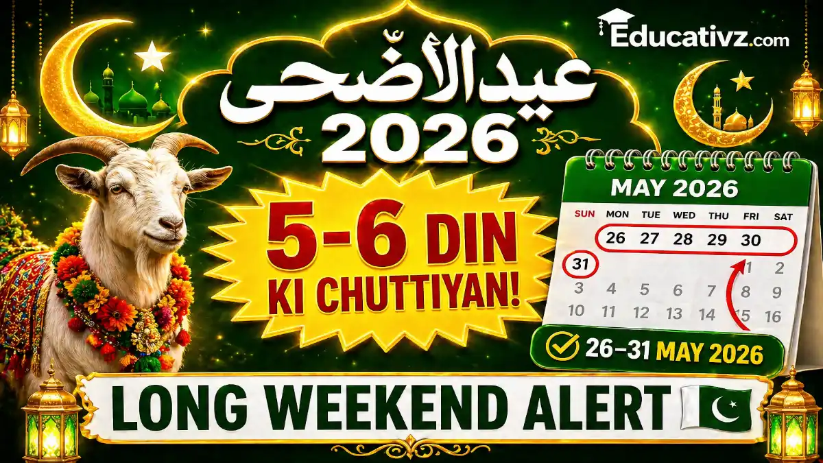 Expected Eid-ul-Adha 2026 holiday calendar and long weekend notification in Pakistan.