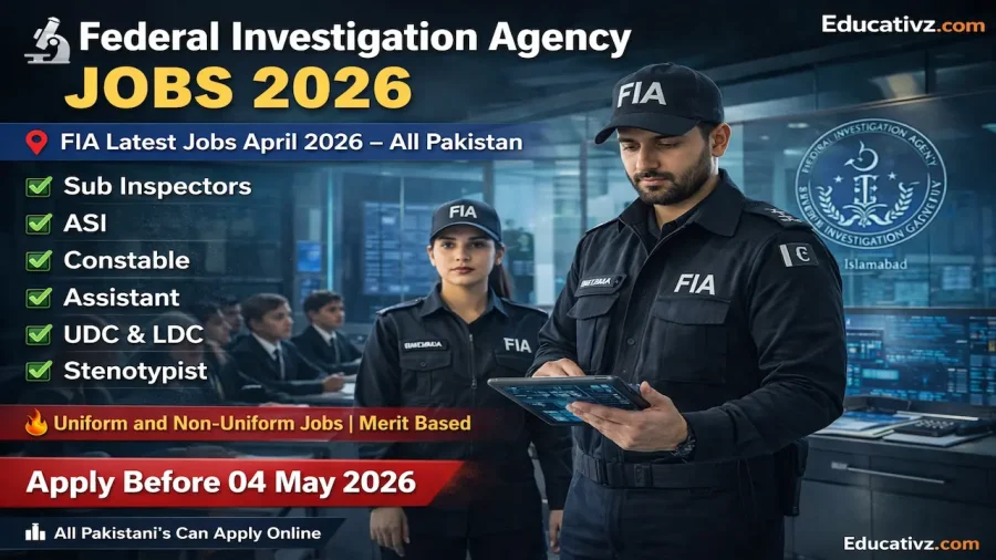 Official advertisement of Federal Investigation Agency (FIA) Jobs April 2026 for Sub-Inspectors, ASI, and Constables.