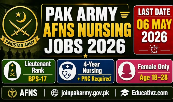 Pakistan Army AFNS Nursing Jobs Advertisement 1st Half 2026 Educativz