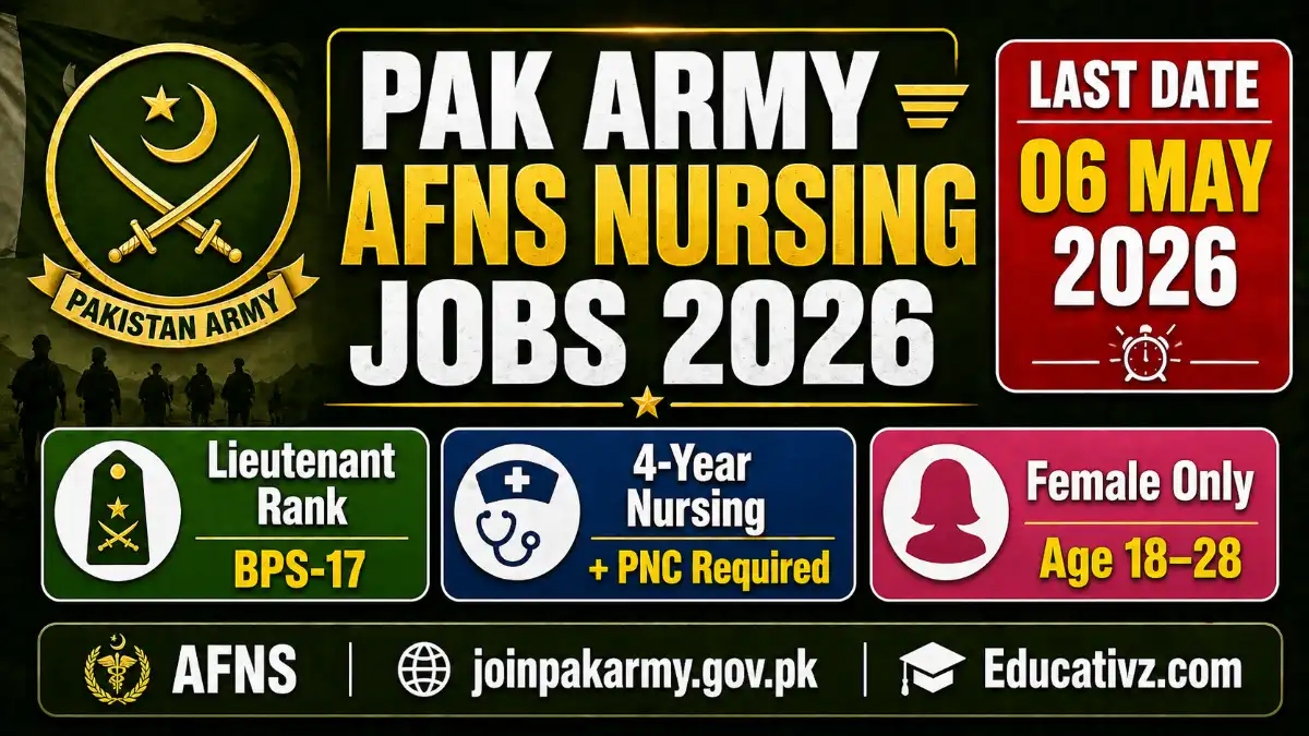 Pakistan Army AFNS Nursing Jobs Advertisement 1st Half 2026 Educativz