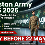 Official announcement for Pakistan Army Sipahi Jobs April 2026 with online registration link at www.joinpakarmy.gov.pk.