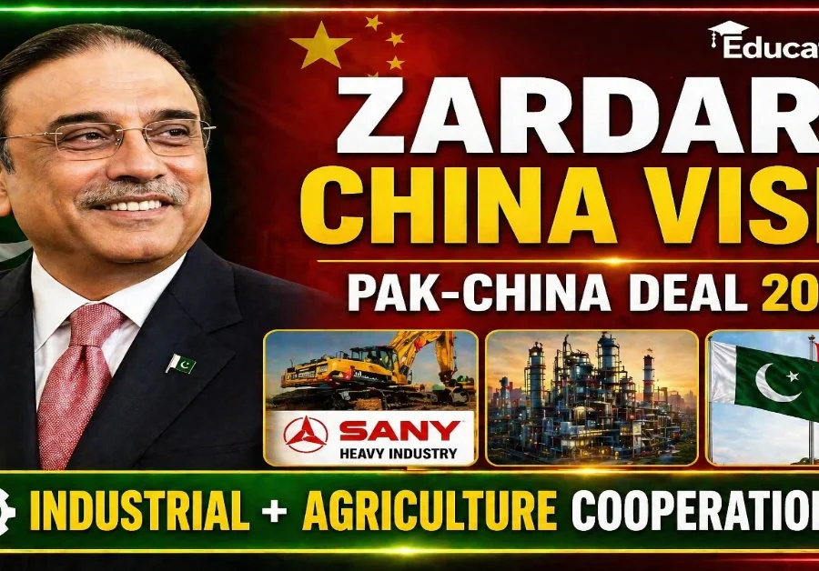 President Asif Ali Zardari visiting SANY Heavy Industry in Changsha, China to promote industrial cooperation.