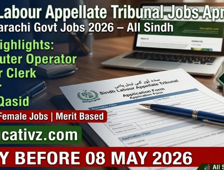 Official application form and advertisement for Sindh Labour Appellate Tribunal Karachi jobs April 2026.