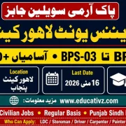 Pak Army Civilian 79 Ordinance Unit Lahore Cantt Official Job Advertisement May 2026