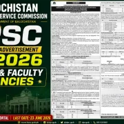 BPSC Consolidated Advertisement No 06 2026 Jobs Jobs Announcement Balochistan