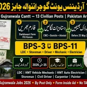 148 Ordnance Unit Gujranwala Cantt Jobs May 2026 — Apply by Post | Educativz