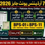 72 Ordnance Unit Pano Aqil Cantt Jobs May 2026 – Apply by Post | Educativz