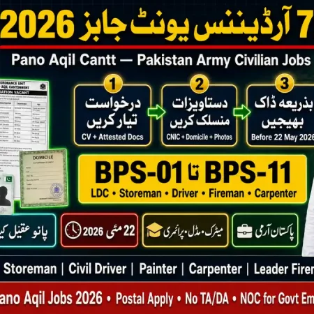 72 Ordnance Unit Pano Aqil Cantt Jobs May 2026 – Apply by Post | Educativz