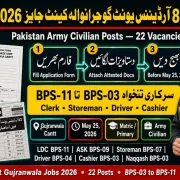 82 Ordnance Unit Gujranwala Cantt Jobs 2026 — LDC, Storeman, Driver & More | Educativz