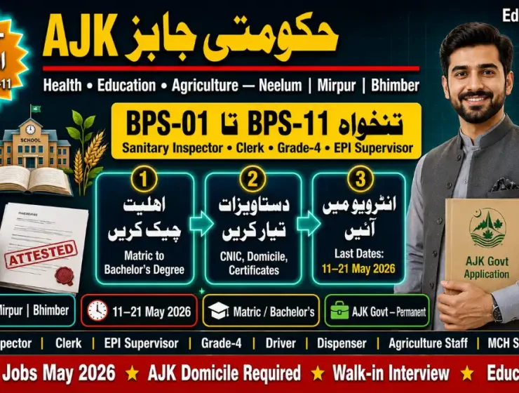 AJK Government Jobs May 2026 – Health, Education & Agriculture | Apply Online | Educativz