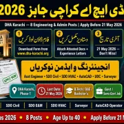 DHA Karachi Jobs May 2026 — Pakistan Defence Housing Authority 8 Posts Assistant Engineer SDO AutoCAD UDC Apply Before 21 May