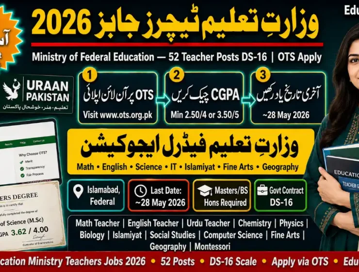 Federal Education Ministry Teachers Jobs 2026 — 52 Posts DS-16 Scale Daanish School Islamabad Apply OTS
