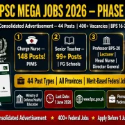 FPSC Jobs 2026 Phase-2 Consolidated Advertisement — 44 Posts 400+ Vacancies BPS 15-20 Apply Before 1 June 2026