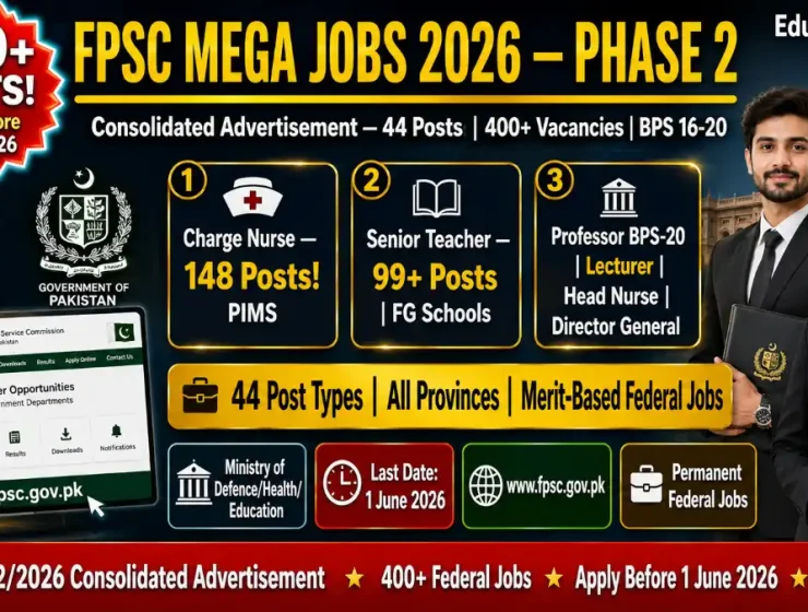 FPSC Jobs 2026 Phase-2 Consolidated Advertisement — 44 Posts 400+ Vacancies BPS 15-20 Apply Before 1 June 2026