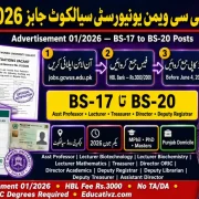 GC Women University Sialkot Jobs 2026 Advertisement 01/2026 – Teaching Non-Teaching Posts Apply Online jobs.gcwus.edu.pk | Educativz
