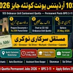 Pak Army 103 Ordnance Unit Quetta Jobs 2026 — Cantonment 8 Permanent Posts BPS 3-11 Apply Before 25 May