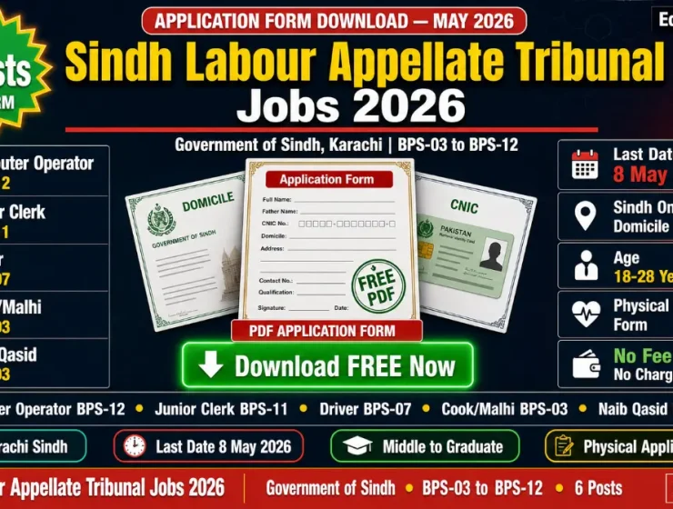 Download job application form PDF for Sindh Labour Appellate Tribunal Karachi jobs 2026 with details of posts, eligibility and last date