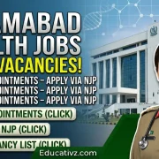 Official Career Advertisement for Pakistan Institute of Medical Sciences PIMS Islamabad under Ministry of National Health Services