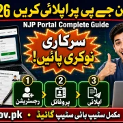 NJP Portal Complete Guide 2026 showing how to apply for Pakistan government jobs online with registration, profile, and apply steps