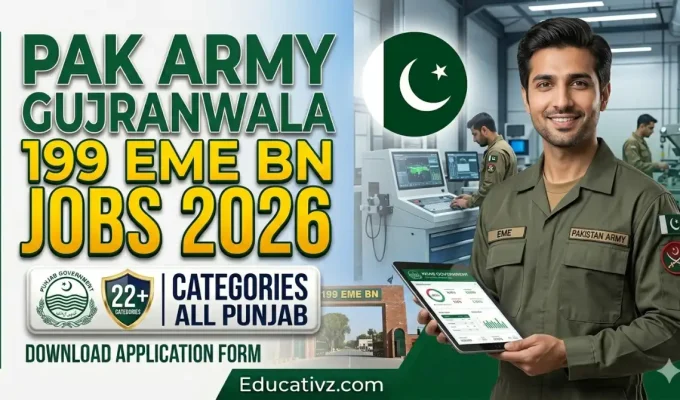 Pakistan Army 199 EME BN Gujranwala Cantt Jobs 2026 Official Advertisement
