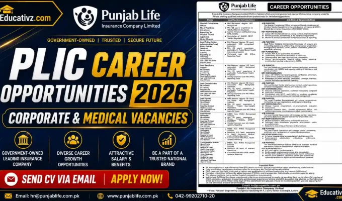 Punjab Life Insurance Company Limited PLIC Jobs June Advertisement 2026
