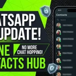 Mockup showing the New WhatsApp Centralized Online Contacts Hub Interface on a Smartphone