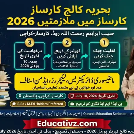 Bahria College Karsaz Karachi Faculty and Administrative Careers June 2026 Recruitment Notice Banner Educativz