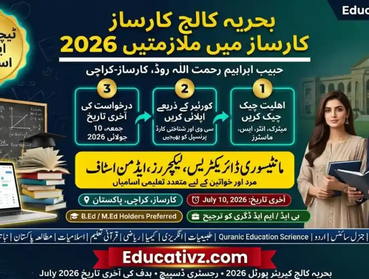 Bahria College Karsaz Karachi Faculty and Administrative Careers June 2026 Recruitment Notice Banner Educativz