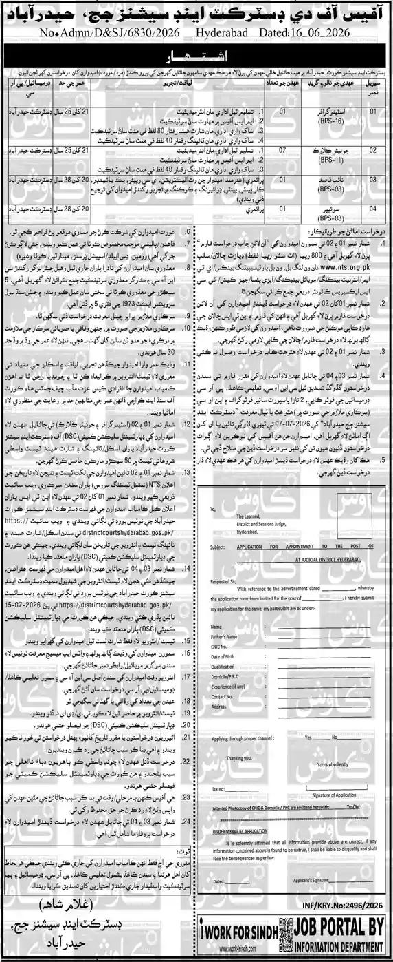 District and Session Courts Hyderabad Jobs 2026 Official Newspaper Advertisement Page